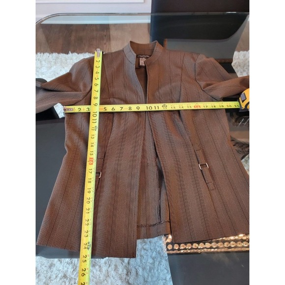 Perceptions Women Brown Polyester Single Breasted Blazer & Top, Pant 3 Pc 12 - Picture 12 of 12